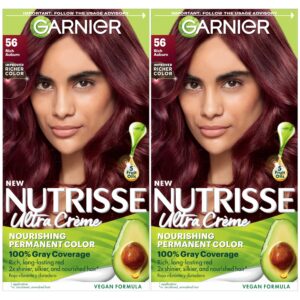 Garnier Hair Color Nutrisse Nourishing Creme, 56 Rich Auburn (Sangria) Permanent Hair Dye, 2 Count (Packaging May Vary)