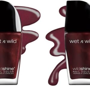 wet n wild Wild Shine Nail Polish, Red Burgundy Frost, Nail Color (Pack of 2)