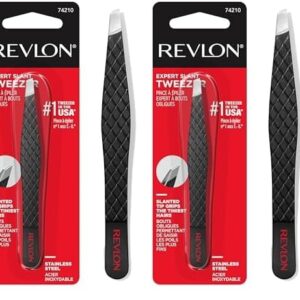 Revlon Expert Eyebrow Hair Removal Tweezer, Tweezers for Men, Women & Kids, Stainless Steel (Pack of 2)