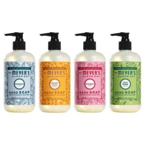 MRS. MEYER’S CLEAN DAY Hand Soap 4 Scent Variety – Holiday and Winter Collection – Snowdrop, Orange Clove, Peppermint, Iowa Pine. 12.5 OZ EACH, 1 CT