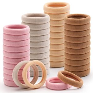 100 Pcs Thick Seamless Hair Ties, Ponytail Holders Hair Accessories No Damage for Thick Hair (Pink Theme Colors)