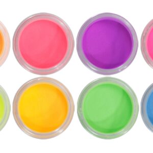 NAIL FACTORY – Acrylic Powder Set NEON COLLECTION> Glow in the dark 8 Neon Colors Acrylic Nail Powder for Acrylic Nail Extension Carving> 1/8 Oz Each One.