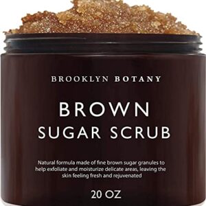 Brooklyn Botany Brown Sugar Body Scrub – Moisturizing and Exfoliating Body, Face, Hand, Foot Scrub – Fights Acne Scars, Stretch Marks, Fine Lines & Wrinkles, Great Gifts For Women & Men – 20 oz