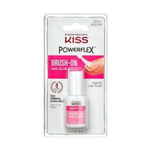 KISS PowerFlex Brush-On Nail Glue – Fast Drying Adhesive for Glue-On Nails & Repairs with Brush-On Applicator, Ideal for Tips & Wraps, Net Wt. 0.17 oz (5g) 0.7 Oz (Pack of 1)