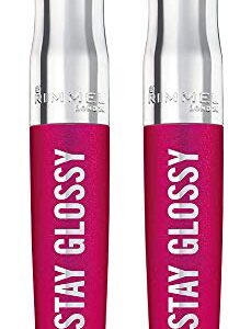 Rimmel Stay Glossy 6HR Lip Gloss, Pop Fizz Pink, 0.18 Fl Oz (Pack of 2)