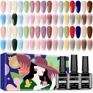JODSONE 32 Color Gel Nail Polish Kit with Base and Glossy&Matte Top Coat Gel Polish Set No Wipe Manicure Lovers Gift Choices