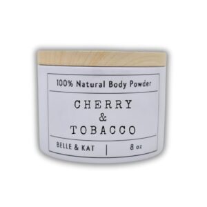 Body Dusting Powder for Men & Women – Scented Cherry Tobacco – 8oz Container with Lid