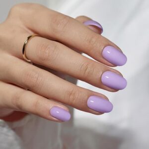 BTArtbox Press On Nails – Short Oval Fake Nails with Glue, Reusable in 16 Sizes, Purple & Orchid