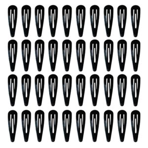 40 Pack Black 2 Inch Barrettes Women Metal Snap Hair Clips Accessories