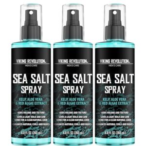 Viking Revolution Sea Salt Spray for Hair Men – Hair Texturizing Sprays with Kelp, Aloe Vera and Red Algae Extract – Surf Sprays to Add Volume Sea Salt Spray for Men Beach Hairs, 3 Pack, 8.8oz each