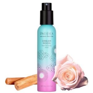Pacifica Hair Perfume & Body Fragrance Spray Mist – Dream Moon with Bergamot, Pear, Pink Rose, Coconut, Vanilla, Sandalwood & Patchouli – Alcohol-Free, Vegan & Cruelty-Free, 5 oz (1 Count)
