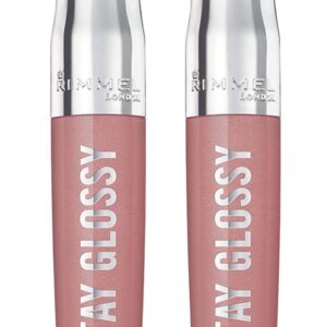 Rimmel Stay Glossy 6HR Lip Gloss, Blushing Belgraves, 0.18 Fl Oz (Pack of 2)