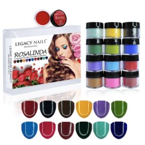 Legacy Nail Acrylic Powder Collections – 12 Colors Professional Nail Art Powder Set Manicure DIY for Dip & Acrylic Nail Extensions (Rosalinda Collection)