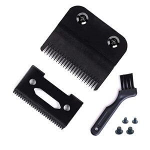 Professional Clipper Replacement Blades,Carbon Steel Hair Trimmer 2 Holes Adjustable Hair Clipper Parts Blade for Wahl 8148,Wahl Senior, Magic Clipper,Pack of 2, 4 Screws,1 Small Brush (Black)