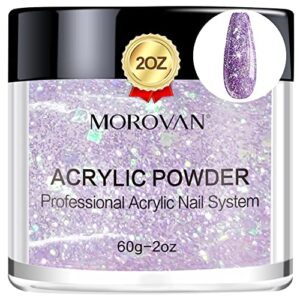 Morovan Acrylic Powder – Glitter Acrylic Nail Powder 2 oz Professional Nail Acrylic Powder for Nail Extension Nail Carving No Nail Lamp Needed (Lavender)