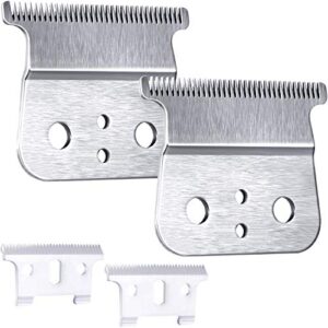 2 Pair Replacement T-Blade Hair Trimmer Replacement T Beard Trimmer Replacement T Blade Hair Clipper Set (Silver Short Teeth)