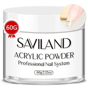 Saviland Clear Acrylic Powder 2.12 OZ Christmas Gift Acrylic Nail Powder Polymer Professional Acrylic Application for Nail Extension French Manicure Nail Carving for Nail Salon Use Home DIY