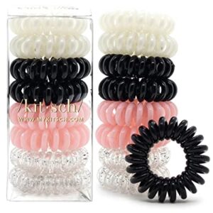 Kitsch Spiral Hair Ties for Women, Coil Hair Ties for Thick Hair, No Crease Hair Tie, Spiral Hair Ties No Damage, Hair Coils, Phone Cord Hair Ties for Thin Hair, Hair Ties Spiral, 8pc, 2pack (Basics)