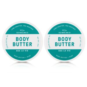 Old Whaling Co Sea la Vie Body Butter 2 Pack – Soothing Cream with Shea Butter, Aloe and Sunflower Oil – Rose, Apple and Jasmine Scent, 8 oz Jars, Set of 2