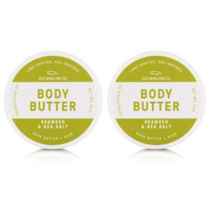 Old Whaling Co Seaweed and Sea Salt Body Butter 2 Pack – Soothing Cream with Shea Butter, Aloe and Sunflower Oil – Sea Spray and Sand Jasmine Scent, 8 oz Jars, Set of 2