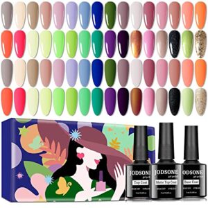 JODSONE 35 PCS Gel Nail Polish Set with No Wipe Top& Matte and Base Coat, 32 Colors Nail Polish Collections DIY Gifts for Manicure lovers
