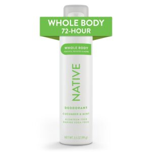 Native Whole Body Deodorant Spray Contains Naturally Derived Ingredients, Deodorant for Women & Men | 72 Hour Odor Protection, Aluminum Free with Coconut Oil and Shea Butter | Cucumber & Mint