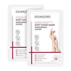 GUAN JING 72-Hour Moisture Lock Hand Mask Moisturizing Gloves with Shea Butter> 2 Pairs-Avocado Oil & Hyaluronic Acid – Deep Repair & Hydration for Dry> Cracked Hands