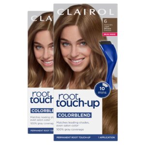 Clairol Root Touch-Up by Nice’n Easy Permanent Hair Dye, 6 Light Brown Hair Color, Pack of 2