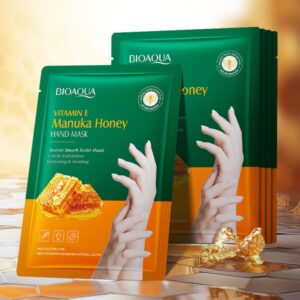 UZTUZT 5 Pairs Hand Masks with Vitamin E & Manuka Honey – Intense Hydration> Overnight Repair for Dry> Cracked Skin – Spa-Quality Moisturizing Gloves for Soft> Youthful Hands (5 Pairs/Pack)