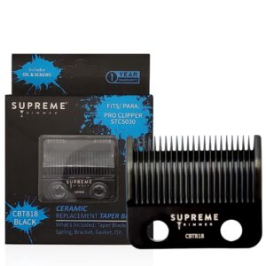 Supreme Trimmer Replacement Taper Blade CBT818 | Ceramic Blade for Hair Clippers | Black