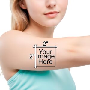 Custom Logo Temporary Tattoos – Your Image or Artwork 2″ Inch Size Using Images with Transparent or White Background
