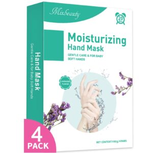 Mixbeauty Hand Mask 4 Pairs Moisturizing Gloves Hand Peeling Mask Repairing Damaged> Dry and Cracked Skin for Women or Man