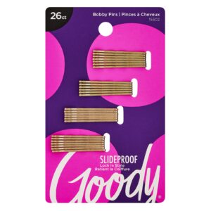 Goody SlideProof Hair Bobby Pins, 26 Count, Metallic Blonde, Slideproof and Lock-In Place, Suitable for All Hair Types, Pain-Free Accessories for Women, Men, Boys and Girls, All Day Comfort