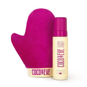 Coco & Eve Self Tanner Mousse Kit – All Natural Sunless Tanning (Dark) | Instant Lotion with Bronzer Mitt Applicator Sunny Honey Bali Bronzing