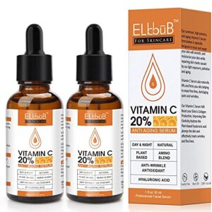 Premium 20% 𝐯𝐢𝐭𝐚𝐦𝐢𝐧 𝐜 𝐬𝐞𝐫𝐮𝐦 – (2PACK) with Hyaluronic Acid, Retinol & Amino Acids – Boost Skin Collagen,Hydrate & Plump Skin, Anti Aging & Wrinkle Facial Serum