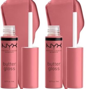 NYX PROFESSIONAL MAKEUP Butter Gloss, Non-Sticky Lip Gloss – Tiramisu (Brown) (Pack of 2)