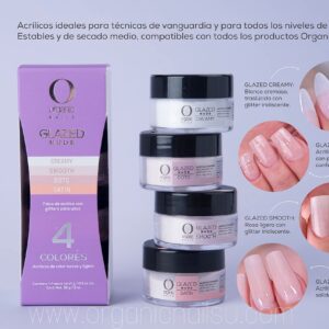Glazed Nude set 4 pc acrylic powder 14g ea. Organic Nails Ultimo