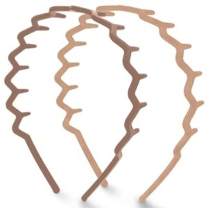 Kitsch Zig Zag Headbands, Recycled Plastic Wavy Hair Band with Teeth, Headband for Women and Men, Classic 90s Hair Accessories, 2pcs (Neutral)