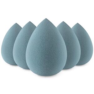 BEAKEY Makeup sponge, Latex Free Makeup Sponges for Foundation Powders and Creams. Flawless, Fine Texture with Small Gaps Gray Beauty Sponge 5PCS
