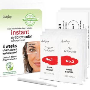 Godefroy Instant Eyebrow Color, Dark Brown, .18 ounces, 12-weeks of long lasting brow color, 3-applications per kit