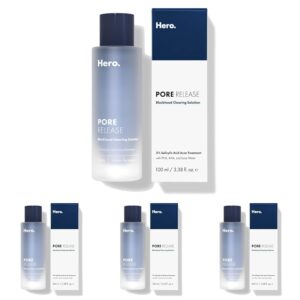 Hero Cosmetics Pore Release Blackhead Clearing Solution – Exfoliating Toner Featuring BHA, PHA, AHA and 2% Salicylic Acid (100 ml) (Pack of 4)