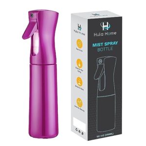 Hula Home Continuous Spray Bottle for Hair (10.1oz/300ml) Empty Ultra Fine Plastic Water Mist Sprayer – For Hairstyling, Cleaning, Salons, Plants, Essential Oil Scents & More – Light Purple