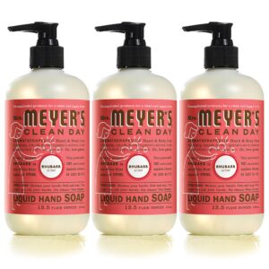 MRS. MEYER’S CLEAN DAY Hand Soap, Made with Essential Oils, Biodegradable Formula, Rhubarb, 12.5 Fl. Oz – Pack of 3