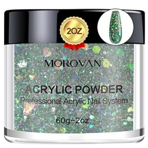 Morovan 2OZ Acrylic Powder – 2Oz/60g Professional Acrylic Nail Powder (Glitter Emerald Green)