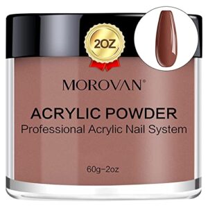 Morovan Brown Acrylic Powder for Nails – 2oz Professional Nail Powder Polymer Brown Nail Powders for Acrylic Nail Extension Carving