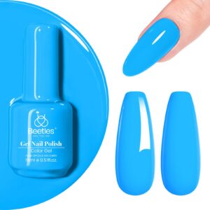 Beetles Blue Gel Nail Polish, 1 Pcs 15ml Bright Blue Gel Nail Polish, Navy Blue Nails Polish Soak Off Nail Art Manicure Salon Home DIY Design Uv Nail Lamp Needed Summer Gift for Women
