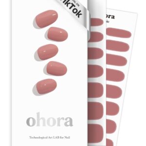 ohora Semi Cured Gel Nail Strips (N Ash Pink) – Pink, Solid, Works with Any UV/LED Lamps, Salon-Quality, Long Lasting, Easy to Apply & Remove – Includes 2 Prep Pads, Nail File & Wooden Stick