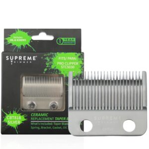 Supreme Trimmer Replacement Taper Blade CBT818 | Ceramic Blade for Hair Clippers | Silver