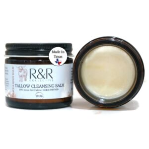 Tallow Cleansing Balm- All Natural Make-Up Remover Oil Based Cleanser. 100% Grass Fed Beef Tallow for Skin Care – 2 FL. oz