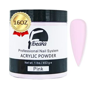 Fibeaka Pink Acrylic Powder>Dip Powder>Acrylic Nail Powder for Professional and Beginners> 1lb/453g> French Manicure>Nail Carving> Beginner-Friendly> and Long-Lasting> No Nail Lamp Needed
